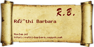 Réthi Barbara névjegykártya