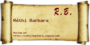 Réthi Barbara névjegykártya